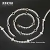 Acero de Titanio 316 Trébol de Cuatro Hojas Cadena de Tenis Completamente Diamantada de Circonita Accesorios para Mujer, Collar de Cielo Estrellado de Lujo Ligero de Nicho