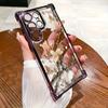 Funda de TPU de Alta Transparencia Electroplateada con Airbag para Teléfono con Patrón de Flor de Magnolia Estilo Pintura al Óleo para Apple 14/18 Pro Max Funda Suave