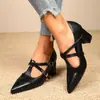Fall 2026 high-heeled pointed-toe shoes, size 40-43, with straps, large size, women's low-heel, low-cut, high-heeled, fashionable and versatile