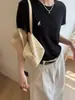 Novedad Verano 2026: Camiseta de Tencel y Lana Bordada de Alta Resistencia con Caballo, Cuello Redondo, Manga Corta, Corte Ajustado Versátil