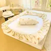2026 Nuevo Original Tela de Algodón Gruesa Faldón de Cama Juego de Tres Piezas Esterilla Fresca para el Hogar Cubierta de Cama para Dormitorio de Estudiantes Protector de Colchón