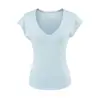 Camiseta Básica de Manga Corta Ajustada con Cuello en V Estilo Puro Deseo Tencel Verano Moderna Versátil Top Base Ajustado
