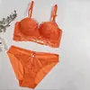 Lencería sexy de encaje estilo francés con tirantes, bordado calado, sujetador push-up, soporte lateral para el pecho, conjunto de sujetador con elevación ajustable