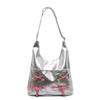 Bolsa estilo europeu simples com laço de grande capacidade, bolsa tote moderna e versátil, bolsa transversal de ombro com textura de alta qualidade