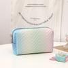 Neceser tridimensional de piel sintética con degradado para mujer, sencillo, para viajes al aire libre