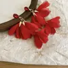 Pendientes de Hilo Metálico Plateado con Flor de Gasa y Borla, Pendientes Vintage Elegantes de Lujo Ligero, Pendientes de Nicho de Diseñador para Mujer