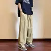 Calças largas de cor sólida estilo Harajuku para outono, para homens e adolescentes, calças casuais retas versáteis e da moda