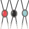 Gema de Ágata Nova Transfronteiriça Gravata Bolo Moda de Comércio Exterior Corrente para Camisa Gola Bolo Corda Colar de Couro Gravata