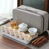 Jogo de Chá Vendas Diretas do Fabricante Porcelana Branca Jogo de Chá Kung Fu Jogo Completo com Tampa Jogo de Chá Kung Fu Simples Doméstico Bandeja de Chá Moderna com Porta-Velas