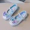 Zapatos de Princesa de Cuero para Niñas 2025 Primavera y Otoño Nuevos Zapatos Casuales de Cristal Niña Pequeña Zapatos Individuales de Moda con Velcro de Una Tira