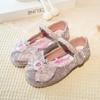 Zapatos de Princesa de Dibujos Animados para Niñas Verano 2025 Nuevo Estilo Zapatos Pequeños de Cuero Suave para Niños Zapatos de Rendimiento con Lentejuelas y Cristales para Niñas Pequeñas