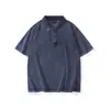 Camiseta Masculina/Feminina Tendência Estilo Americano Pesada Lavada Vintage Solta com Ombros Caídos Manga Curta Polo com Gola Polo de Sarja Tricotada Polo229
