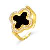 Anillo de Trébol de Cuatro Hojas de Oro Real Chapado en Cobre Reversible de Estilo Popular para Mujer Estilo Ins Moda Combinable Venta al por Mayor Decoración de Lujo Ligero