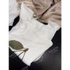 26 Estilo Nuevo de Principios de Primavera Algodón Lino Sensación de Piel Lavado con Enzimas de Aire Estampado de Cerezas Cuello Redondo Corte Holgado Camisa de Manga Corta