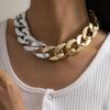 Joyería transfronteriza europea y americana exagerada punk geométrica de una sola capa collar para hombres y mujeres tendencia de moda color mixto collar de cadena gruesa
