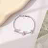 Pulsera de Circonita con Lazo Rosa Nicho Fresco Pequeño de Estilo Nuevo, Sensación de Alta Gama, Diseño Exquisito y Dulce, Pulsera Versátil para Mujer