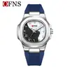 Reloj de Pulsera Ofns con Esfera de Números Árabes para Hombre, Resistente al Agua, de Negocios, Simple, Doble Esfera, Exclusivo para Oriente Medio, Reloj de Cuarzo