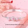 999 pulseira de prata moda feminina doce diy flor de pêssego pulseira de prata esterlina crianças bebê prata pura push-pull pulseira jovem