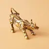 Adornos de Latón Pequeño Toro de Wall Street Sólido Doce Animales del Zodiaco Toro Mascota de Té Antigua Media Adornos de Bronce