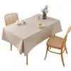 Mantel de lino de color liso, mezcla de algodón y lino, engrosado, diseño liso, estilo simple, adecuado para mesas de comedor, irradia una estética nórdica sofisticada, también adecuado para mesas de café