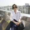 Camisa Branca Estilo Coreano Novo para Primavera e Outono, Casual Elegante Solta Simples Básica de Manga Longa para Estudantes Femininas, Estilo Coreano