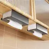 Caixa de Papel Toalha para Armário de Cozinha Suspensa Sem Perfuração Montada na Parede de Cabeça para Baixo Suporte de Papel com Cordão de Ferro Forjado para Armazenamento de Lavatório de Banheiro