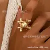 Diseño Nuevo Estilo Nicho Francés Retro Anillo de Cruz Tic-Tac-Toe Geométrico para Mujer