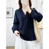 Camisa Retro Francesa de Renda Bordada com Decote V para Mulheres Outono 2026, Tamanho Grande, Corte Amplo, Versátil, Top Estiloso