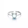 Anillo de Gato de Cristal Azul Imitación Chunxiao Anillo Abierto Creativo Personalizado Regalo para Estudiante Gatito Diamante Brillante