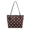 Bolsa tote de bolinhas de alta qualidade e grande capacidade para mulheres, novo estilo 2026, retrô, design de nicho, bolsa de ombro moderna para o dia a dia