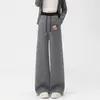 Pantalones de maternidad de pierna ancha a rayas, estilo fino para primavera y otoño, cómodos para el embarazo, adecuados para usar en exteriores, pantalones rectos holgados de largo hasta el suelo para otoño