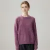 Suéter tejido de cachemira para mujer 2026 invierno nuevo cuello redondo grueso jersey de manga larga estilo suelto y relajado