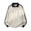 Moletom Han Lu com Gola Reversível Colorida e Caimento Solto para Homens, Estilo Retro Americano de Outono, Bainha Ajustável, Top Esportivo Casual