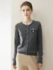 26 Otoño/Invierno Nuevo 100% Cachemira Cuello Redondo Cardigan de Punto Manga Larga Jacquard de Panda Suelto Suéter Superior de Cachemira