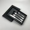 Juego de vajilla occidental en caja de regalo negra, cuchillo y tenedor chapados en titanio multicolor, cuchara, cucharilla de café, caja de regalo, juego de 4 piezas, logotipo imprimible