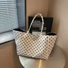 Bolsa Tote de Lona com Bolinhas Estilo Coreano Ins Fashion, Grande Capacidade, Bolsa de Ombro Única para Trabalho e Deslocamento, Estilo Preguiçoso, Compras Artísticas