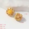 Accesorios Chapados en Oro Galvanizado que Conservan el Color, Cuentas Espaciadoras de Cobre Chapadas en Oro Tradicionales con Calabaza y Trébol de Cuatro Hojas Incrustados, Accesorios para Pulseras de Cuentas para DIY al por Mayor