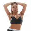 Couro Brilhante Renda Cadarço Sexy Roupa Íntima Laser Fantasia Performance de Palco Feminino Feminino Peito Envolto Colete Pequeno Alça de Ombro Ajustável Corselete