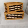 En Stock Modelo Nuevo Cesta de Almacenamiento de Madera y Ratán Caja de Almacenamiento de Escritorio Sala de Estar del Hogar Contenedor de Almacenamiento para Libros, Snacks y Misceláneos