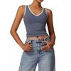 Chaleco deportivo Zechuang ajustado con contraste de color para mujer, sin espalda, para yoga, fitness, ropa exterior, top deportivo 8843