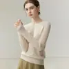 Baicaierong Outono/Inverno 2026 Suéter Feminino de Caxemira Gola V Design Versátil Malha de Lã