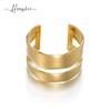 Pulsera Abierta Explosiva Irregular de Doble Capa con Forma de Ola Estilo Ins Acero Inoxidable Baño de Oro de 18K Pulsera Combinable para Mujer
