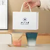 Taza de café de cerámica cultural y creativa con cuchara, se puede imprimir con logotipo, taza con grabado de regalo, juego de caja de regalo de recuerdo empresarial