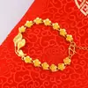 Pulseira Estilo Nacional Flor Rosa Dourado Areia Vietnamita para Mulheres, Cor Duradoura, Latão Imitação Pixiu, Joia Novo Estilo Chinês