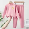 Conjunto de Roupa Térmica Infantil para o Inverno, Camisetas e Calças Térmicas Infantis Tamanho Médio e Grande, Roupa de Casa para Meninos, Camada Base para Meninas