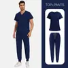 Conjunto de Bata Quirúrgica Delgada Manga Corta Quirófano Doctor Salón de Belleza Ropa de Trabajo Unisex Traje de Limpieza Venta al por Mayor