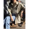 Chaqueta Coreana de Moda y Casual, Cárdigan Delgado de Longitud Media, Cortavientos Estilo Camisa con Cintura de Cordón