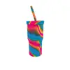 Copo de silicone 950ml alta capacidade Copo com canudo viagem ao ar livre copo resistente a quedas portátil copo colorido padrão imprimível