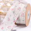 Cinta de Hilo Estampado Dulce Pastoral Lazo DIY Accesorios para el Cabello Flor para Collar Zapatos Decoración Flor para Regalo Cinta Floral