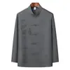 Traje Tang Bordado Estilo Chino de Verano para Hombres, de Mediana Edad y Mayores, Atuendo de Papá, Ropa de Abuelo, Traje Casual de Manga Larga, Hanfu